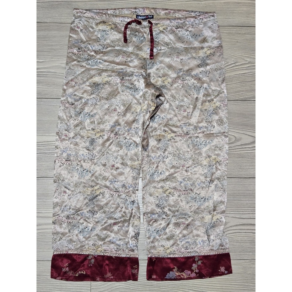 Limited Too Pants Y2K Silky Rayon / Acetate‎ Girls Size 8 Floral Asian Japanese